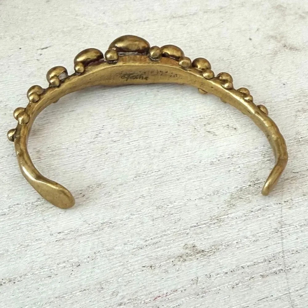 Tasha Gold Tone Bubble Statement Cuff Bracelet Sculptural Organic Design